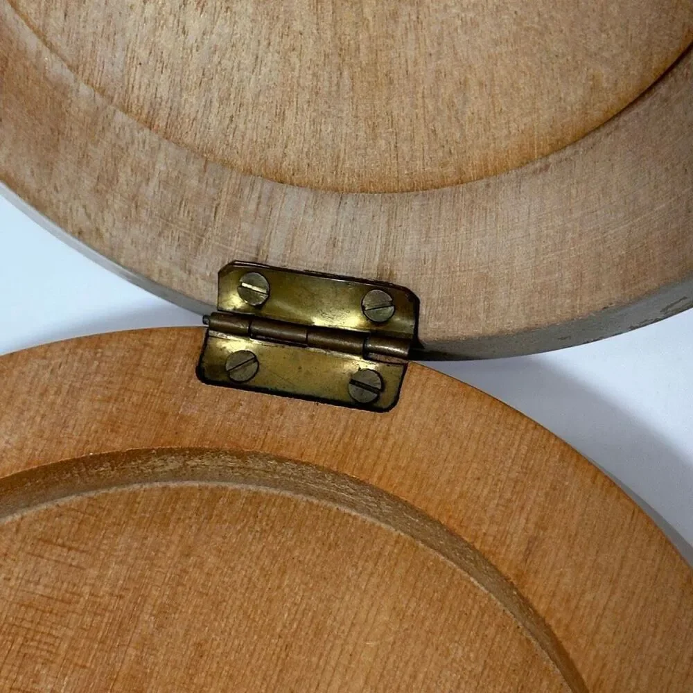 Vintage Wooden Hamburger Patty Press With Roosters on The Front 1960s